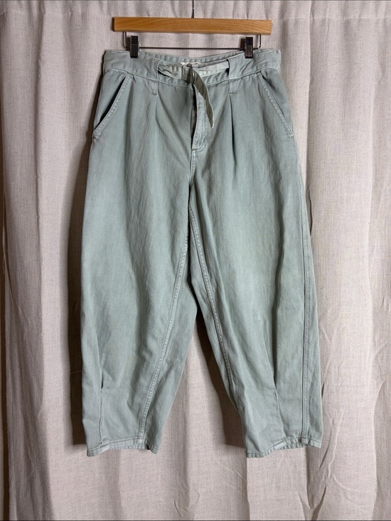 We The Free Denim - Light Sage Drawstring High-Rise Tapered barrel Pants